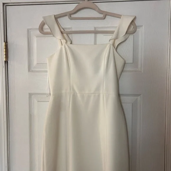 French Connection White Square-Neck Mini Dress with Ruffle Straps worn once - Picture 3 of 5